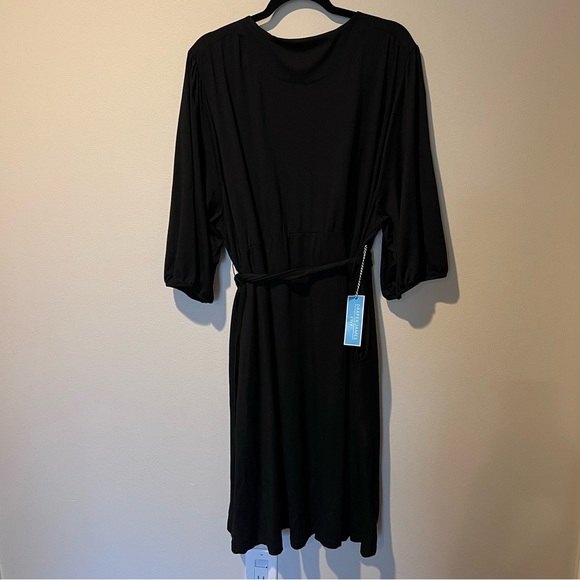 Draper James RSVP Plus Size Womens Midi Knit Wrap Dress Black Belted 3XL NWT - Picture 11 of 16